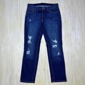 KanCan Mid Rise Dark Wash Distressed Skinny Casual Everyday Denim Jeans 27